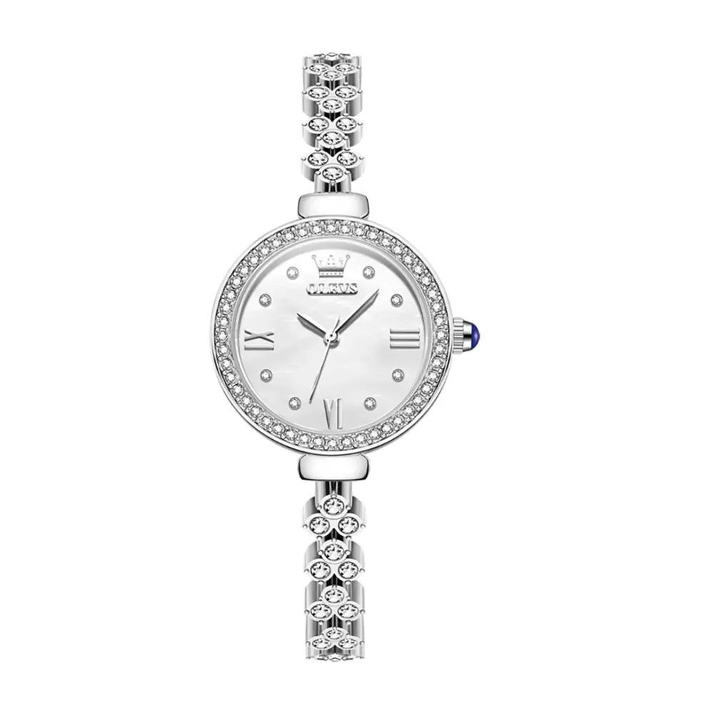 OLEVS 9903 Simple Luxury Zinc Alloy Bracelet Women Casual Watch – Dial Color: White, Strap Color: Silver – View 1