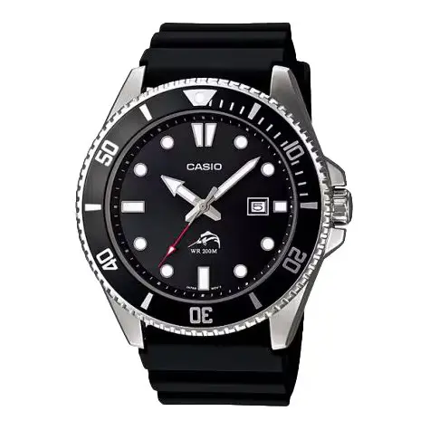 Casio MDV106B-1A1VCF Duro Submariner Marlin Anti-reverse Bezel Chronograph Diver's Quartz Watch – Dial Color: Black, Strap Color: Black – View 1