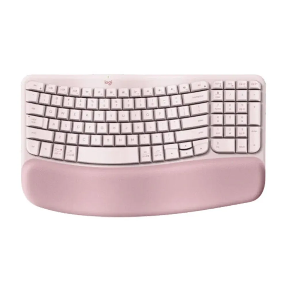 Logitech Wave Keys Wireless Ergonomic Keyboard – Color: Pink – View 1