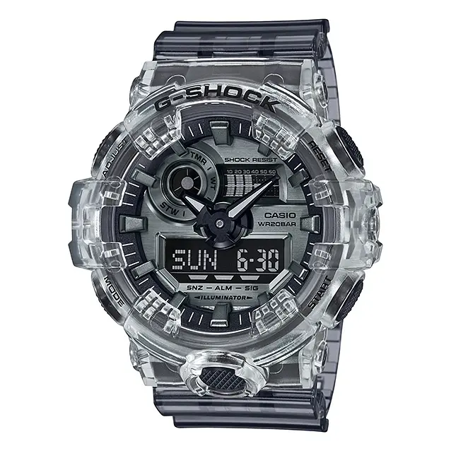 Casio GA-700SK-1A G-Shock Ethereal Skeleton Translucent Multipurpose Men's Watch – Dial Color: White, Strap Color: Black – View 1