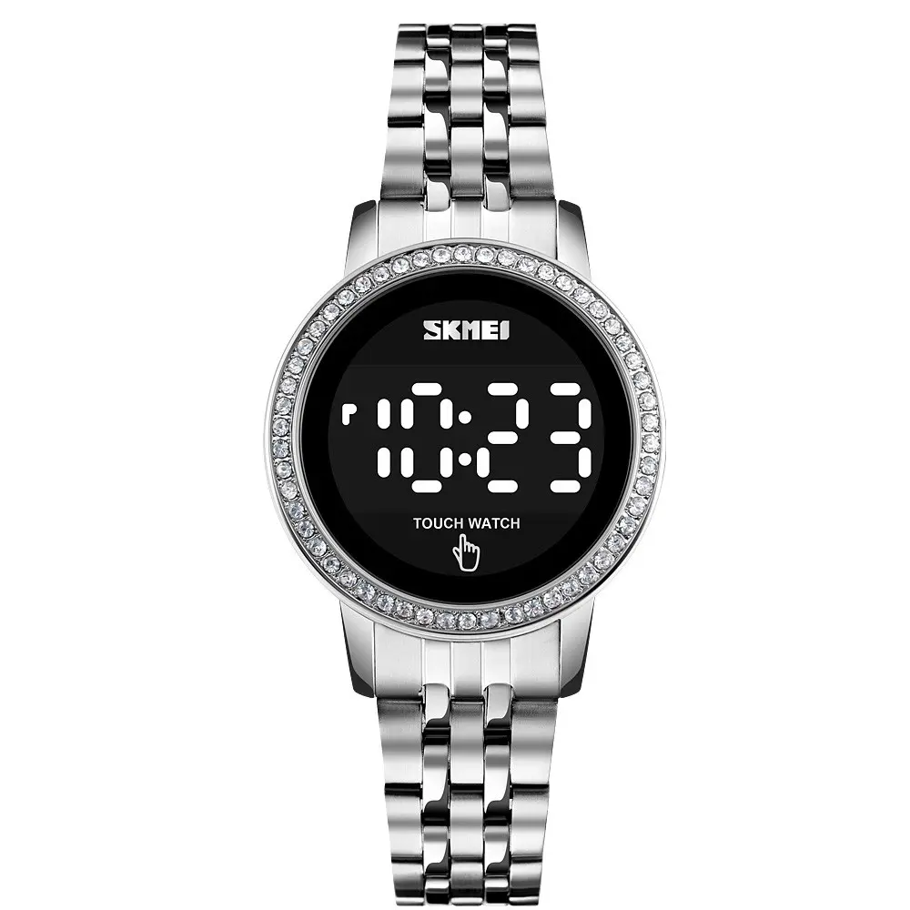 SKMEI 1669 Stainless Steel Analog Quartz Luxury Women's Watch – Dial Color: Black, Strap Color: Silver – View 1