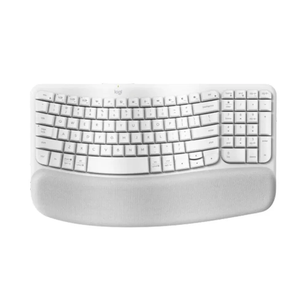 Logitech Wave Keys Wireless Ergonomic Keyboard – Color: White – View 1