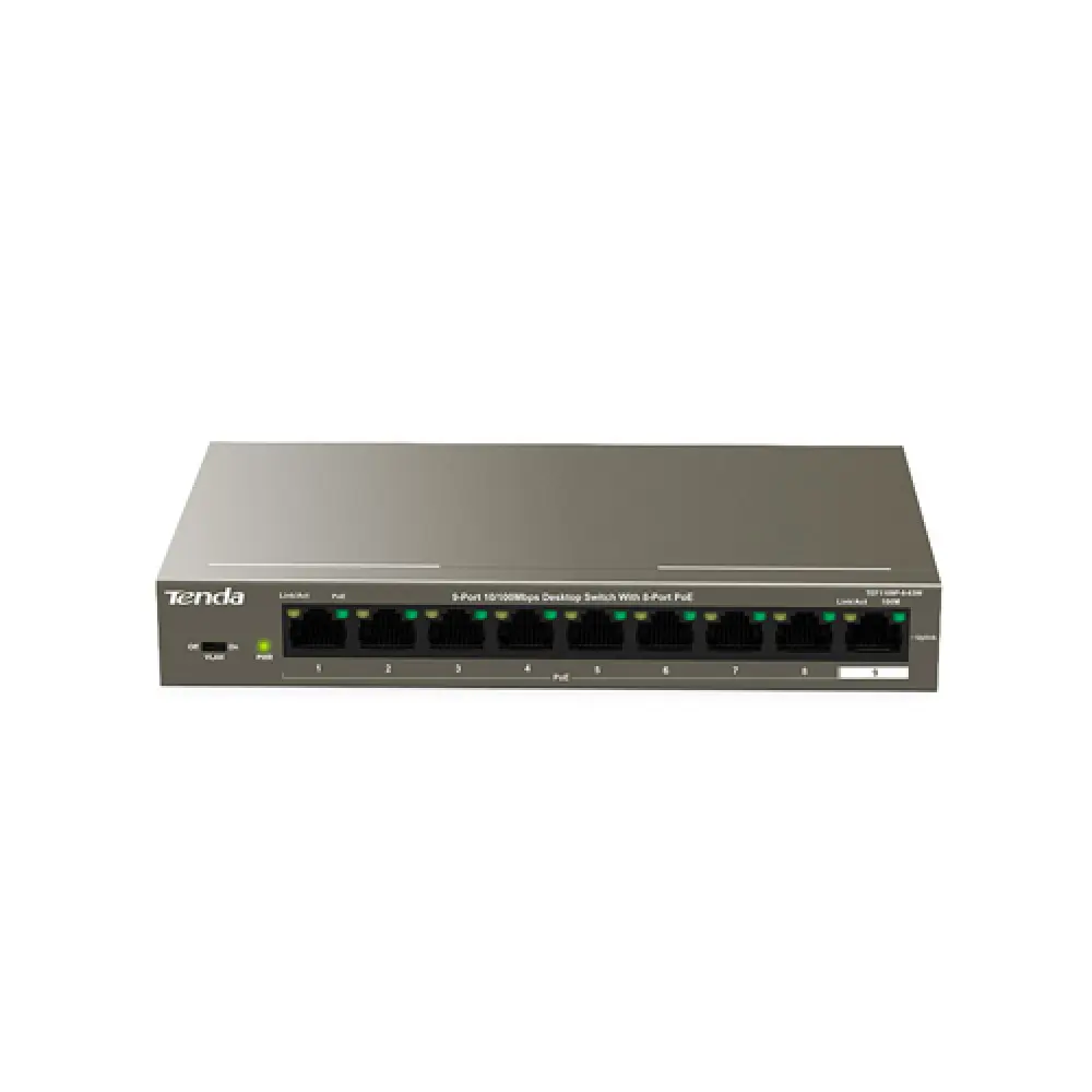 Tenda TEF1109P 9-Port 10/100Mbps Networking Switch With 8-Port PoE – View 1