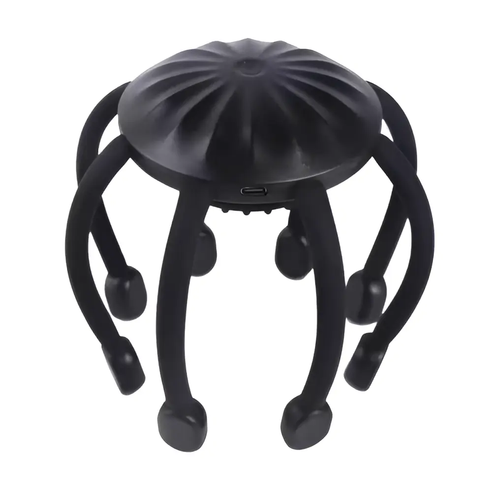 Rechargeable Scalp Therapy Octopus Massager for Head – Color: Black – View 1