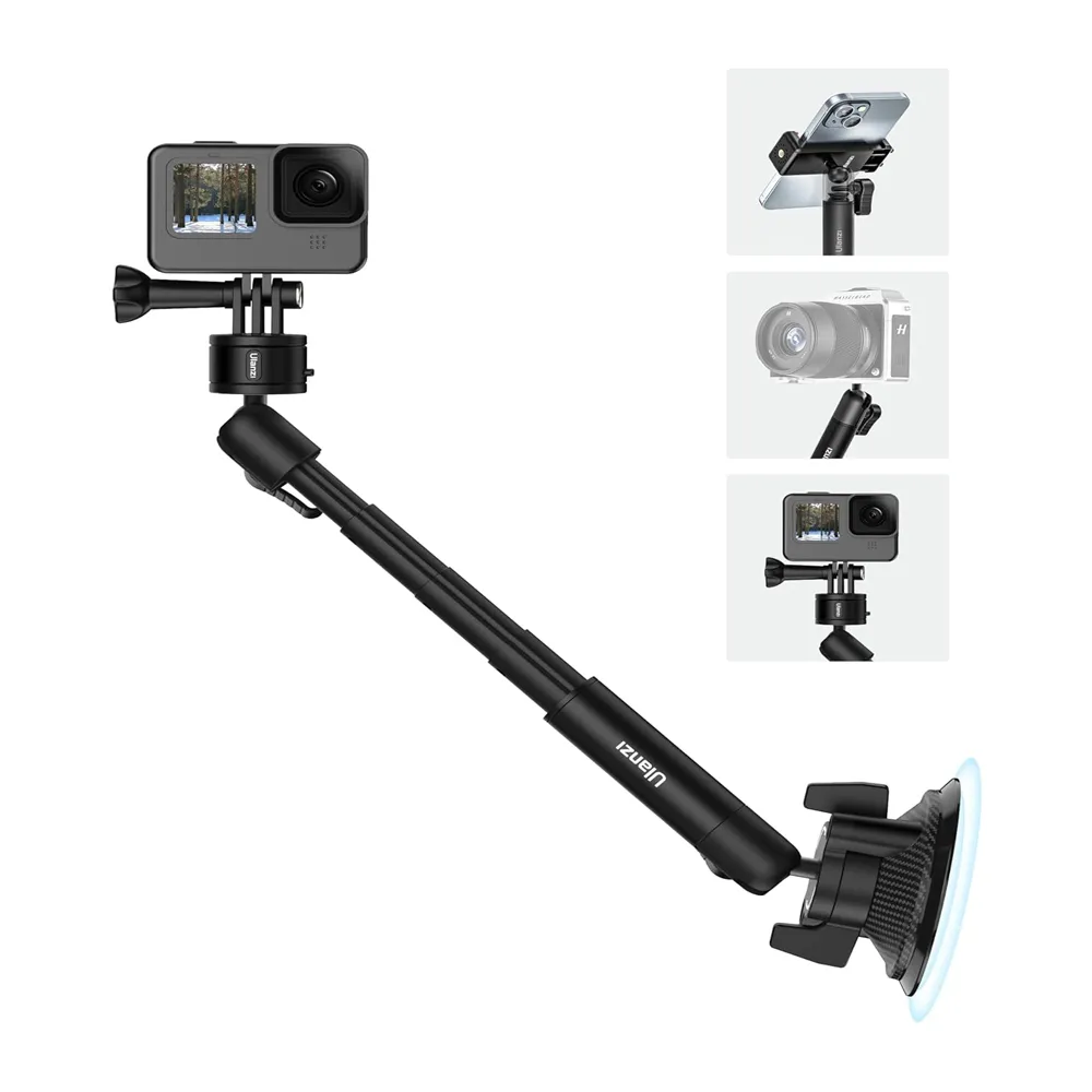 ULANZI ZJ01 Camera Suction Cup Mount, Magic Arm Bracket 360° Dual Ball Head Quick Release NATO Camera Mount – View 1