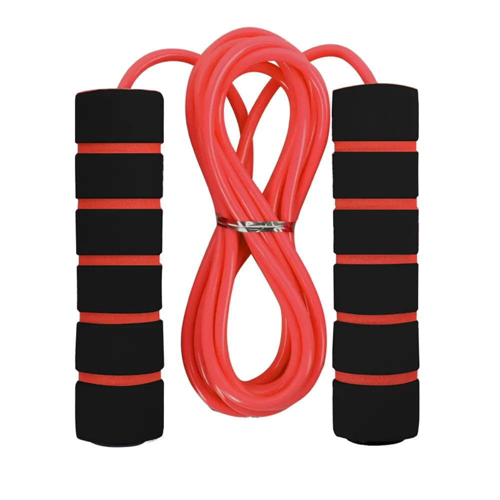 Long Handle Built-in Smooth Bearing Skipping Rope – Color: Red – View 1