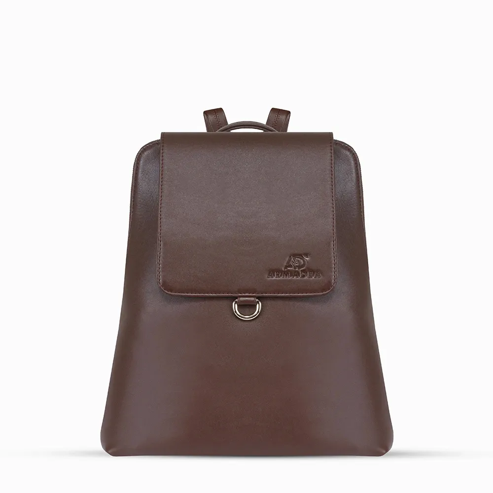 100% Genuine Cow Leather Love Expression Ladies Backpack – Color: Brown – View 1
