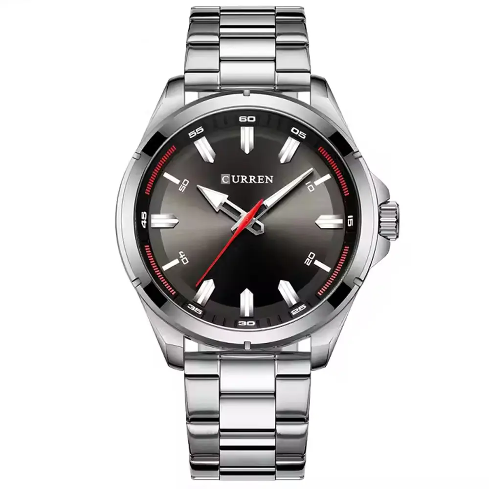 Curren 8320 Luxury Stainless Steel Casual Men's Watch – Dial Color: Brown, Strap Color: Silver – View 1