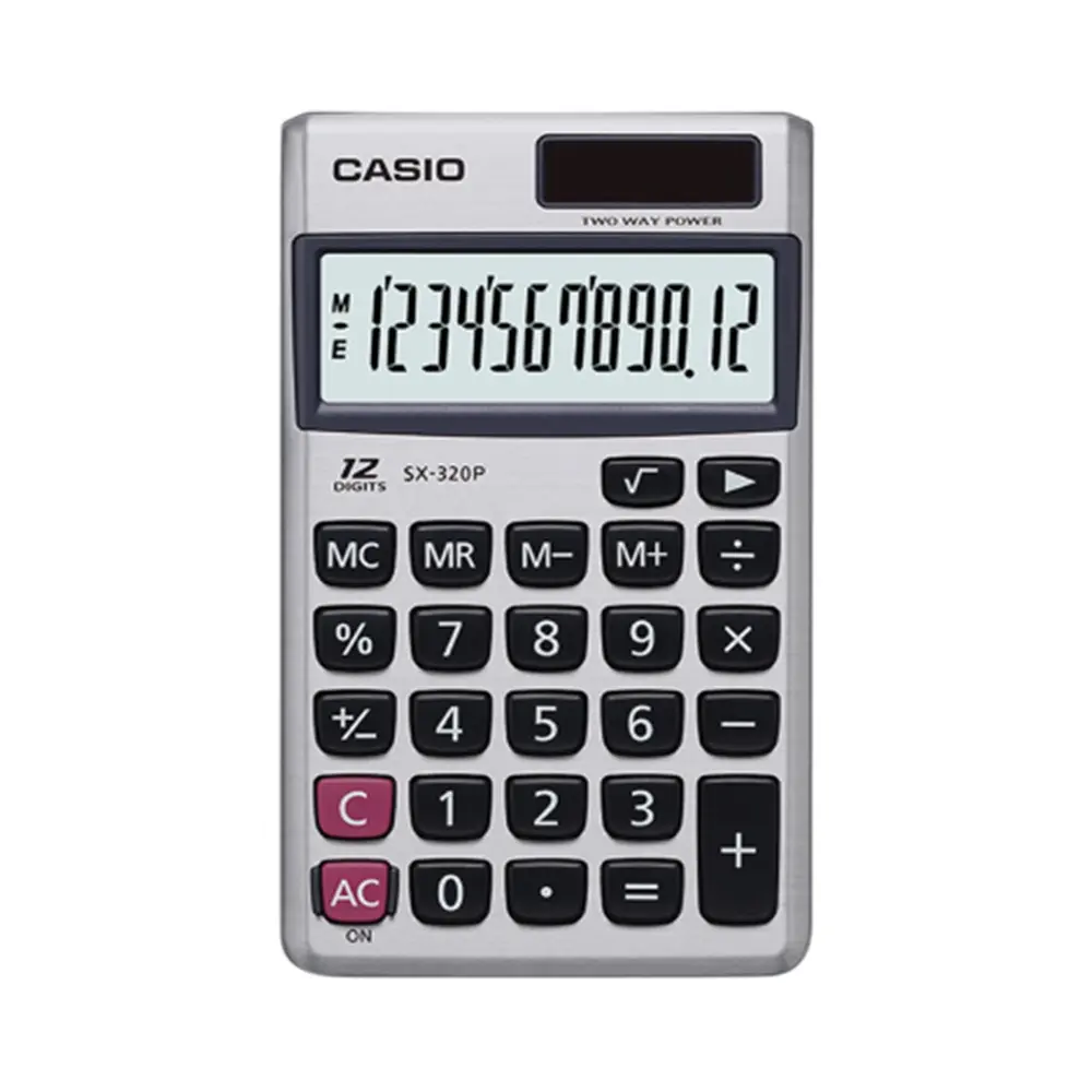 Casio SX-320P-W Portable 12 Digits Basic Calculator With Metal Cover – View 1