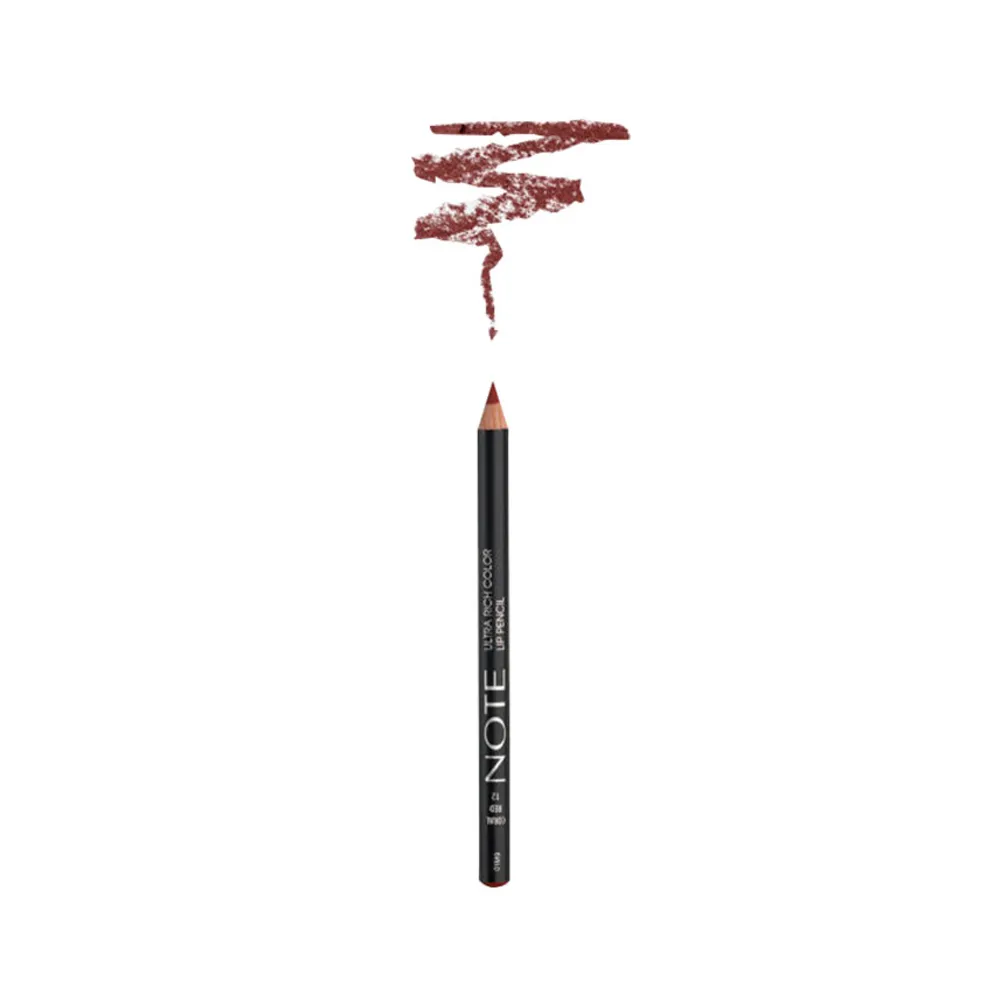 Note Ultra 12 Rich Color Waterproof Lip Pencil Coral Red – View 1