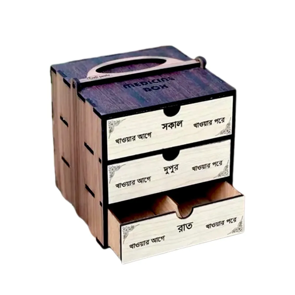 Medicine Organizer Plywood Smooth Drawer 100% Eco-friendly First Aid Storage Box – View 1