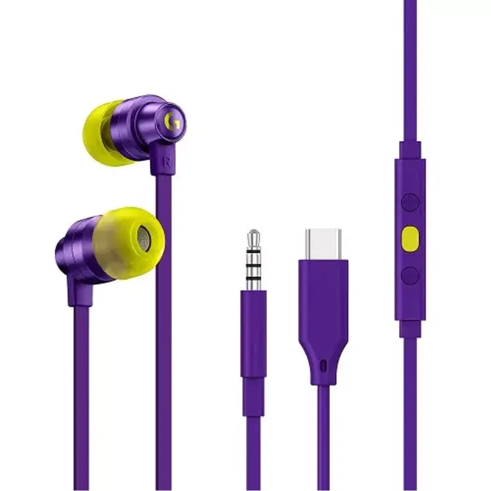 Logitech G333 In-Ear Wired Gaming Earphone – Color: Purple – View 1