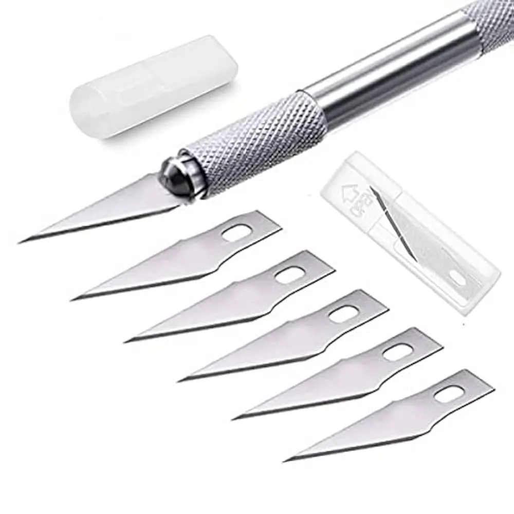 Original Stainless Steel Precision Knife with 5 Blades Silver – View 1