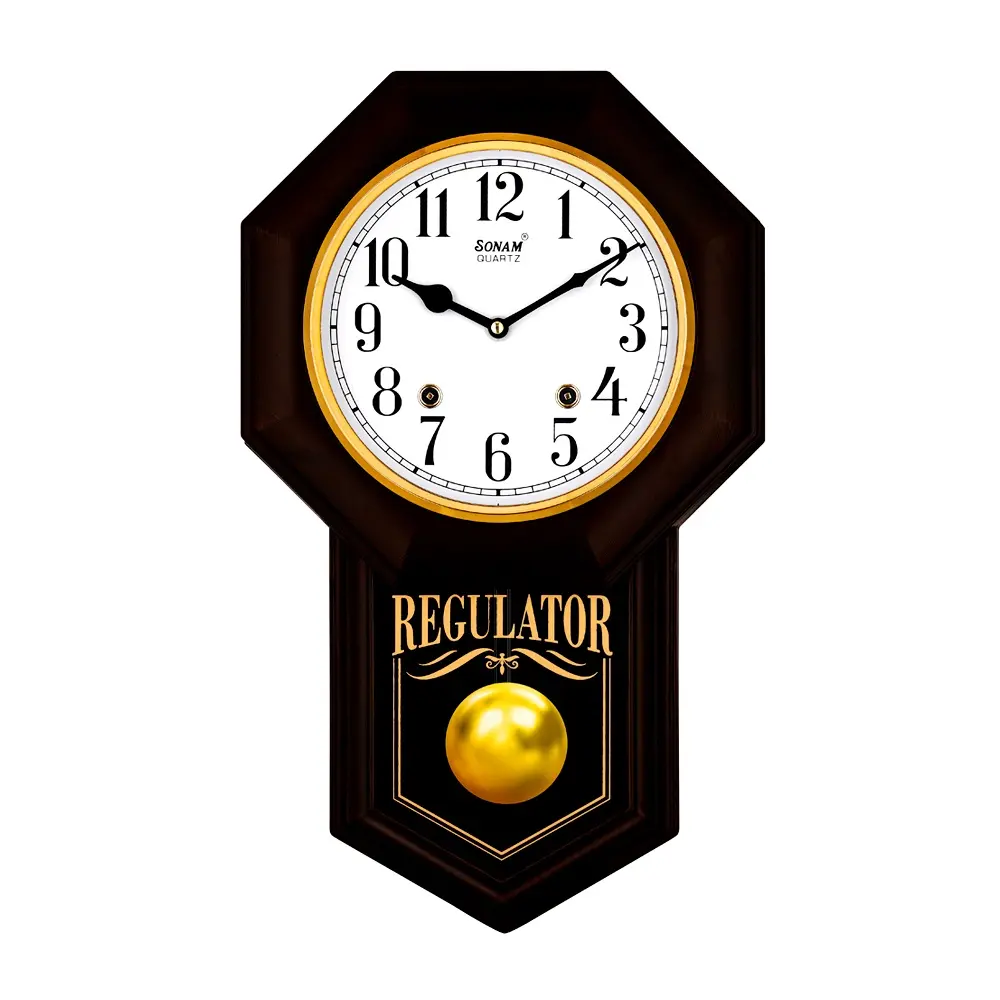 Sonam 5157 SST Pendulum Musical Analog Wall Clock – Color: Brown – View 1