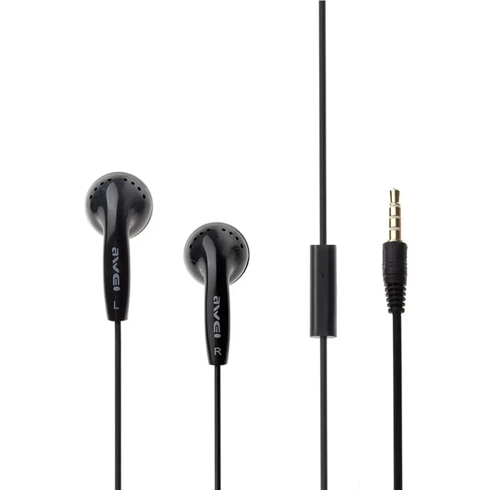 Awei ES11i 3.5mm Super Bass Stereo Earphone – Color: Black – View 1