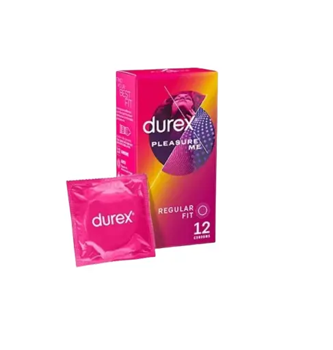 Durex Pleasure Me Regular Fit Dotted & Ribbed Condom - 12 pcs – View 1