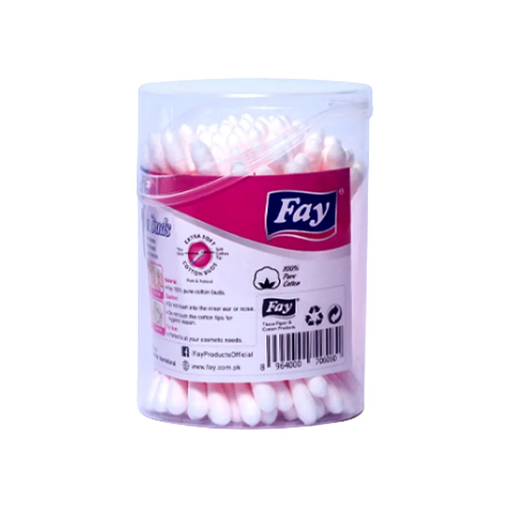 Fay Unisex Paper Sticks Cotton Buds Round Jar 140 Pcs – View 1