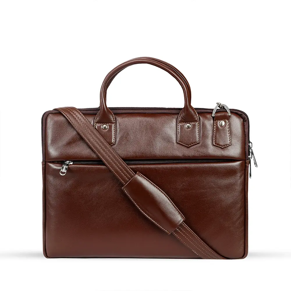 Men's 17.3 Inch Water-resistant Canvas Computer Office Work Bag – Color: Brown – View 1