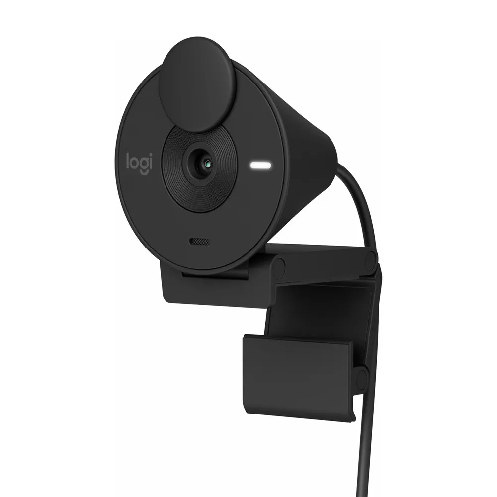 Logitech BRIO 300 Full HD 1080p 2MP Webcam – Color: Black – View 1