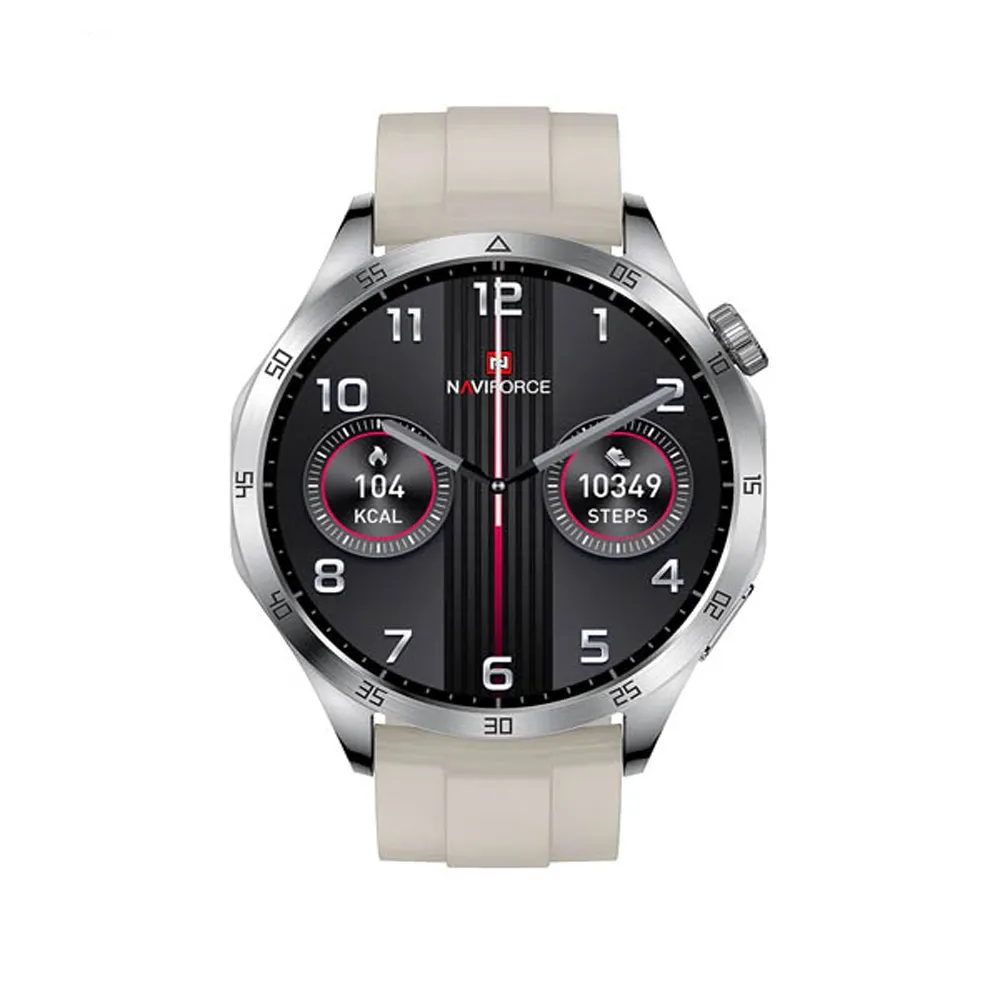 Naviforce NT12 Waterproof Comfortable Silicone Strap Quartz Sports Men's Watch – Dial Color: Black, Strap Color: White – View 1