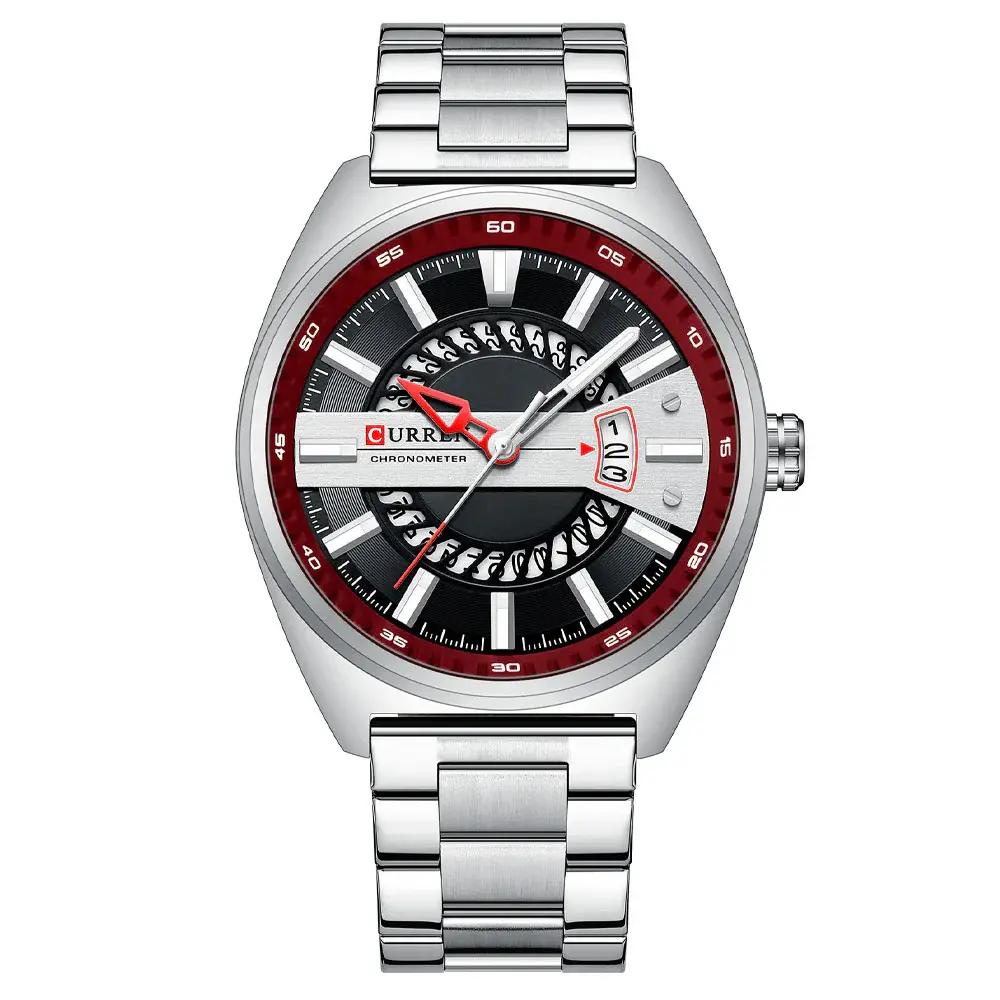 Curren 8403 High-Quality Stainless Steel Fashionable Men's Watch – Dial Color: White, Strap Color: White – View 1