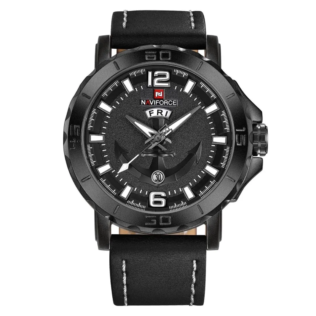 NAVIFORCE NF9122 Classic Japan Movement Waterproof Casual Men's Watch – Dial Color: White, Strap Color: Black – View 1