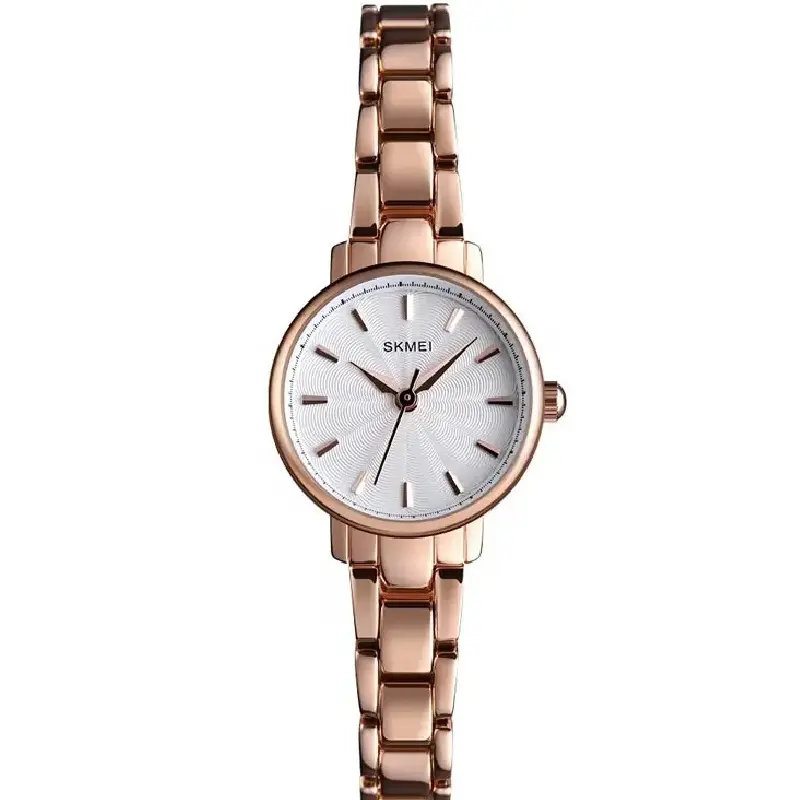 SKMEI 1410 Elegant Quartz Stainless Steel Women's Watch – Dial Color: White, Strap Color: Rose – View 1