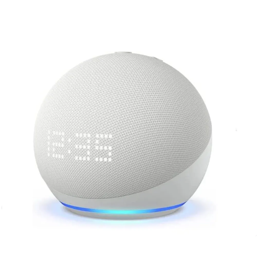 Amazon Echo Dot 5th Gen LED Display Smart Speaker with Clock – Color: White – View 1