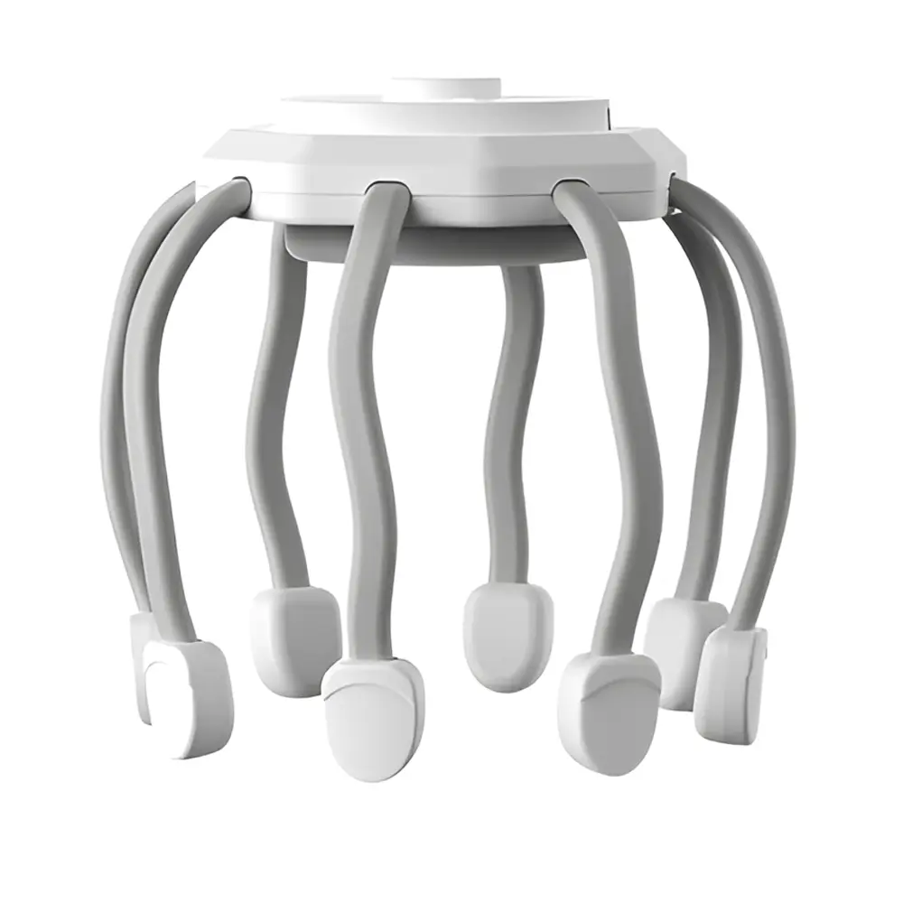 Rechargeable Scalp Therapy Octopus Massager for Head – Color: White – View 1