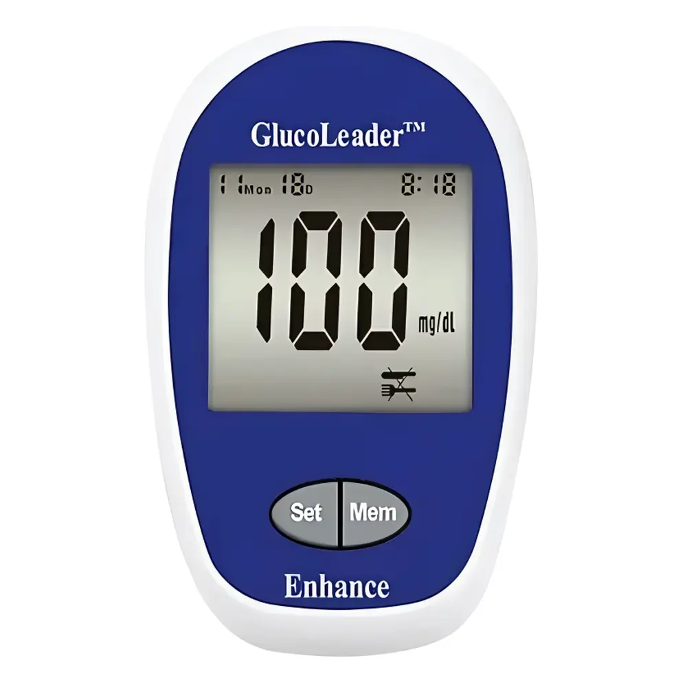 GlucoLeader Enhance Digital Diabetes Testing Machine – Color: Blue – View 1