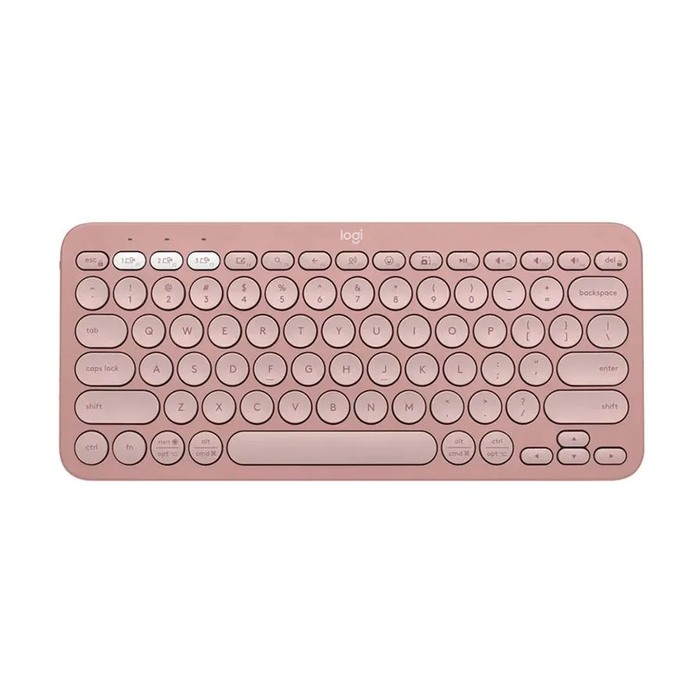 Logitech K380S PEBBLE KEYS 2 Multi-Device Wireless Keyboard – Color: Pink – View 1