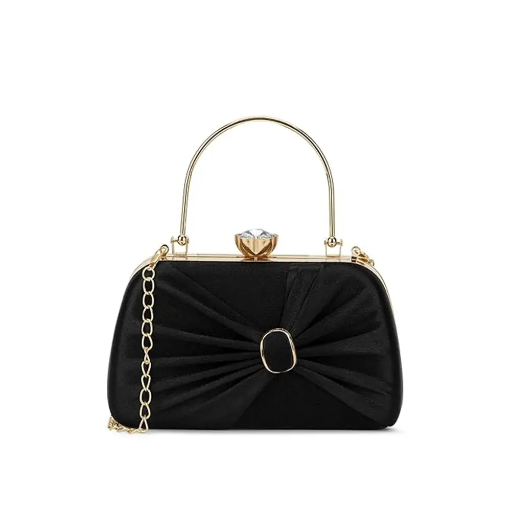 Faux Leather Lavie Women Sleek Wink Frame Clutche – Color: Black – View 1