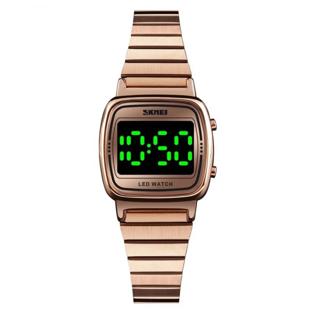 SKMEI 1543 LED Digital Women's Watch – Dial Color: Rose, Strap Color: Rose – View 1