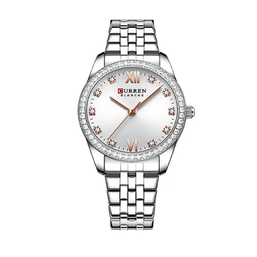 CURREN 9086 Quartz Movement Stainless Steel Women Watch – Dial Color: Silver, Strap Color: Silver – View 1