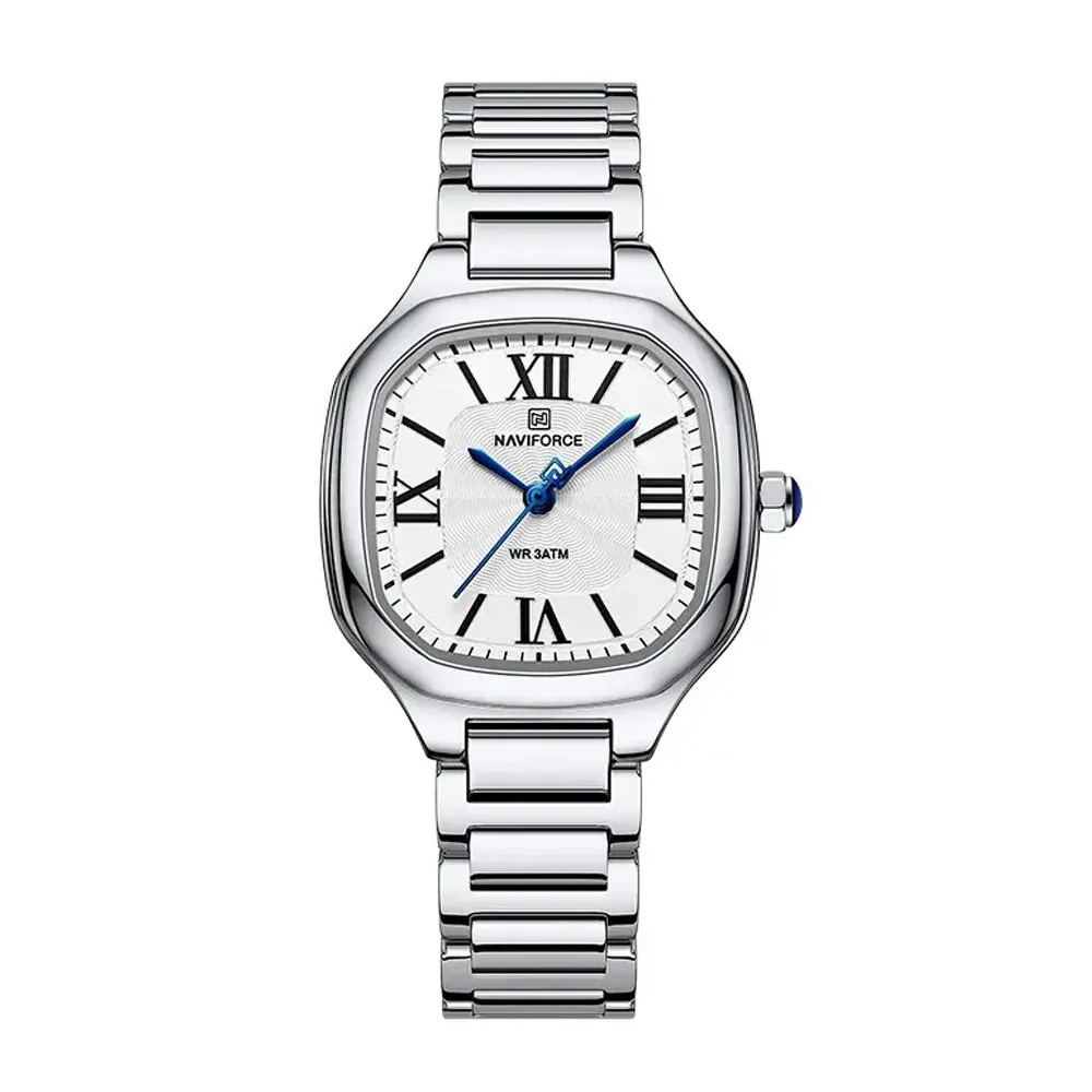 NAVIFORCE NF5042 Waterproof Stainless Steel Women's Watch – Dial Color: White, Strap Color: Silver – View 1