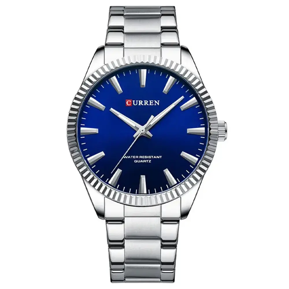 Curren 8425 Luxury Stainless Steel Waterproof Men's Watch – Dial Color: Blue, Strap Color: Silver – View 1
