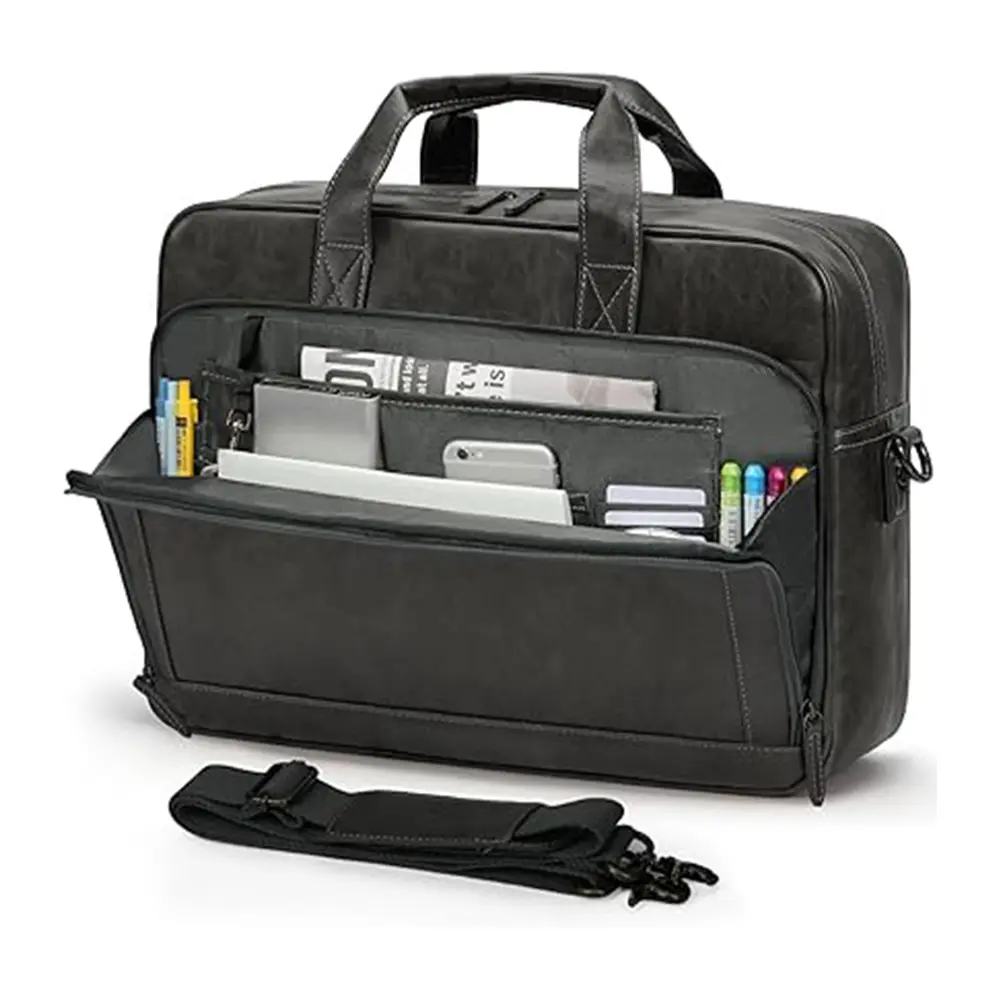 RAINSMORE Mens 16 Inch Crossbody Shoulder Office Bag Retro College Satchel – Color: Gray – View 1