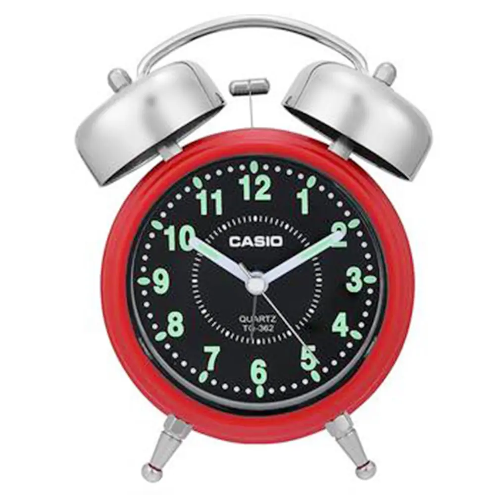 Casio TQ-362-4ADF Attractive Design Table Clock Red Color – View 1