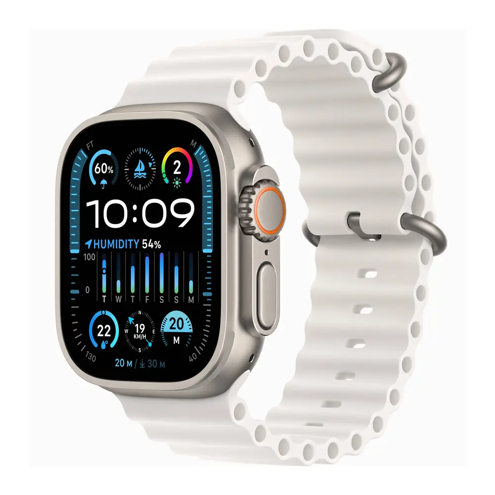 Apple Watch Ultra 2 with Ocean Band GPS + Cellular (2024) – Color: White – View 1