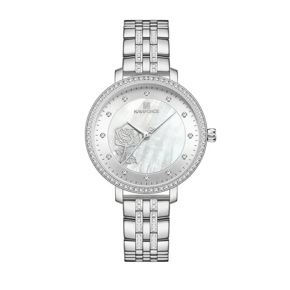 Naviforce NF5017 Quartz Stainless Steel Women’s Watch – Dial Color: White, Strap Color: White – View 1