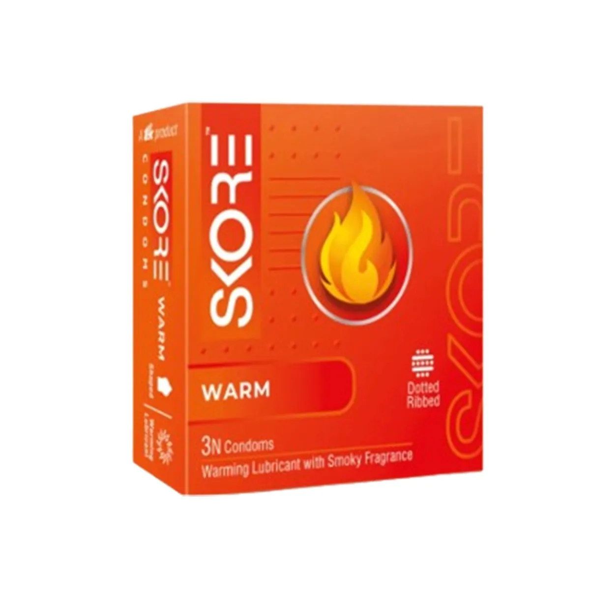 Skore Warm Ribbed & Dotted Condoms 3Pcs Pack with Warming Lubricant for Enhanced Pleasure – View 1