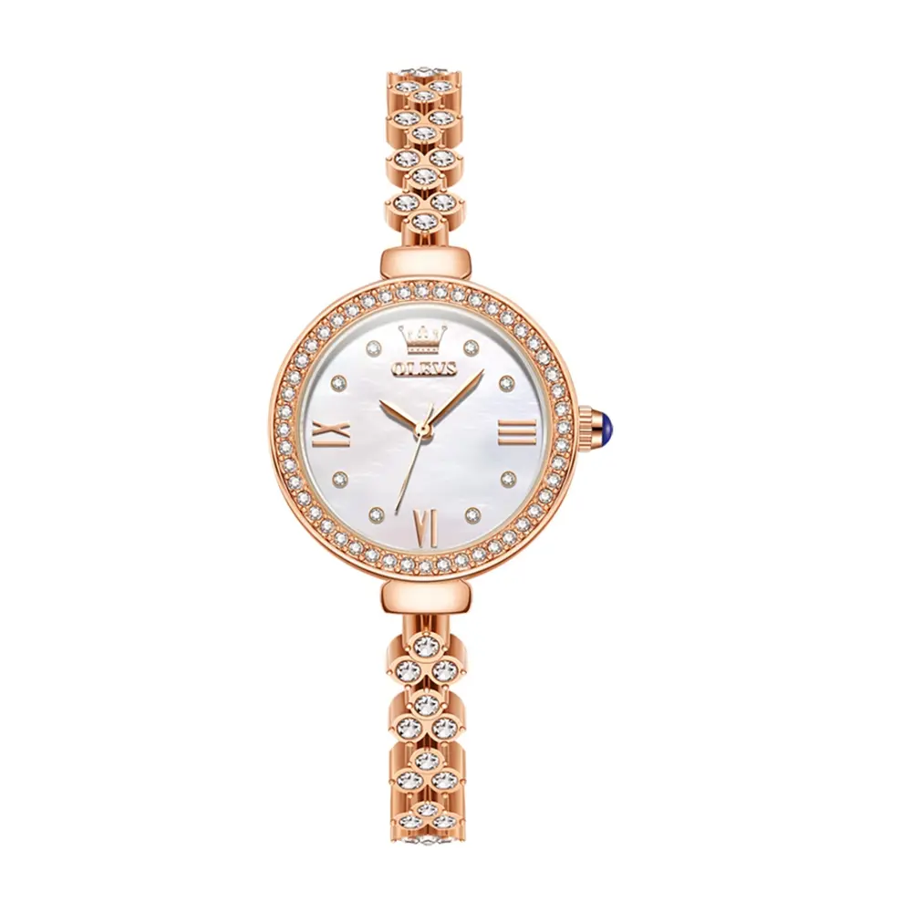 OLEVS 9903 Simple Luxury Zinc Alloy Bracelet Women Casual Watch – Dial Color: White, Strap Color:  Brown  – View 1