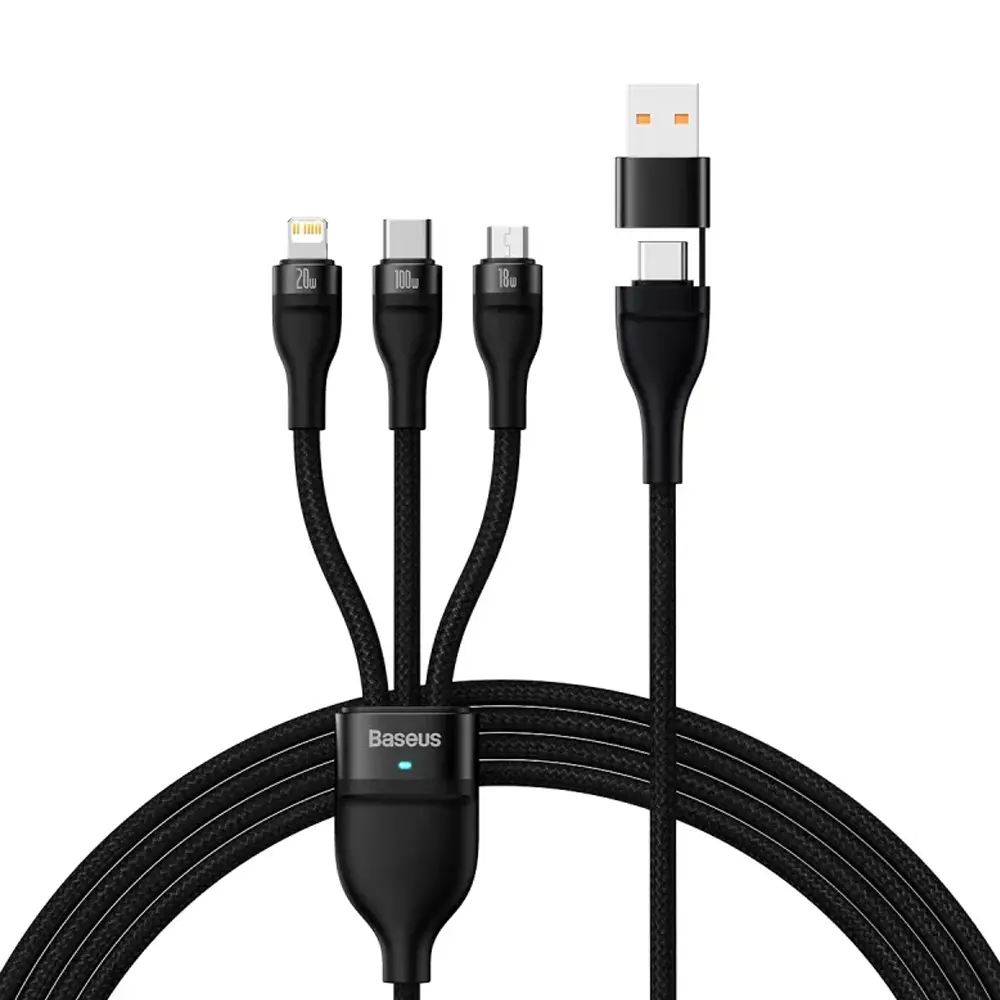 Baseus Flash Series II 100W 3-in-1 Fast Charging Cable – View 1