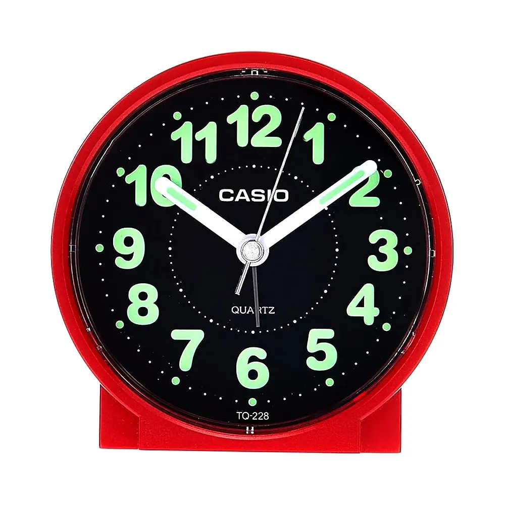 Casio TQ-228-1DF Analog Multicolor Alarm Table Clock – Color: Red – View 1