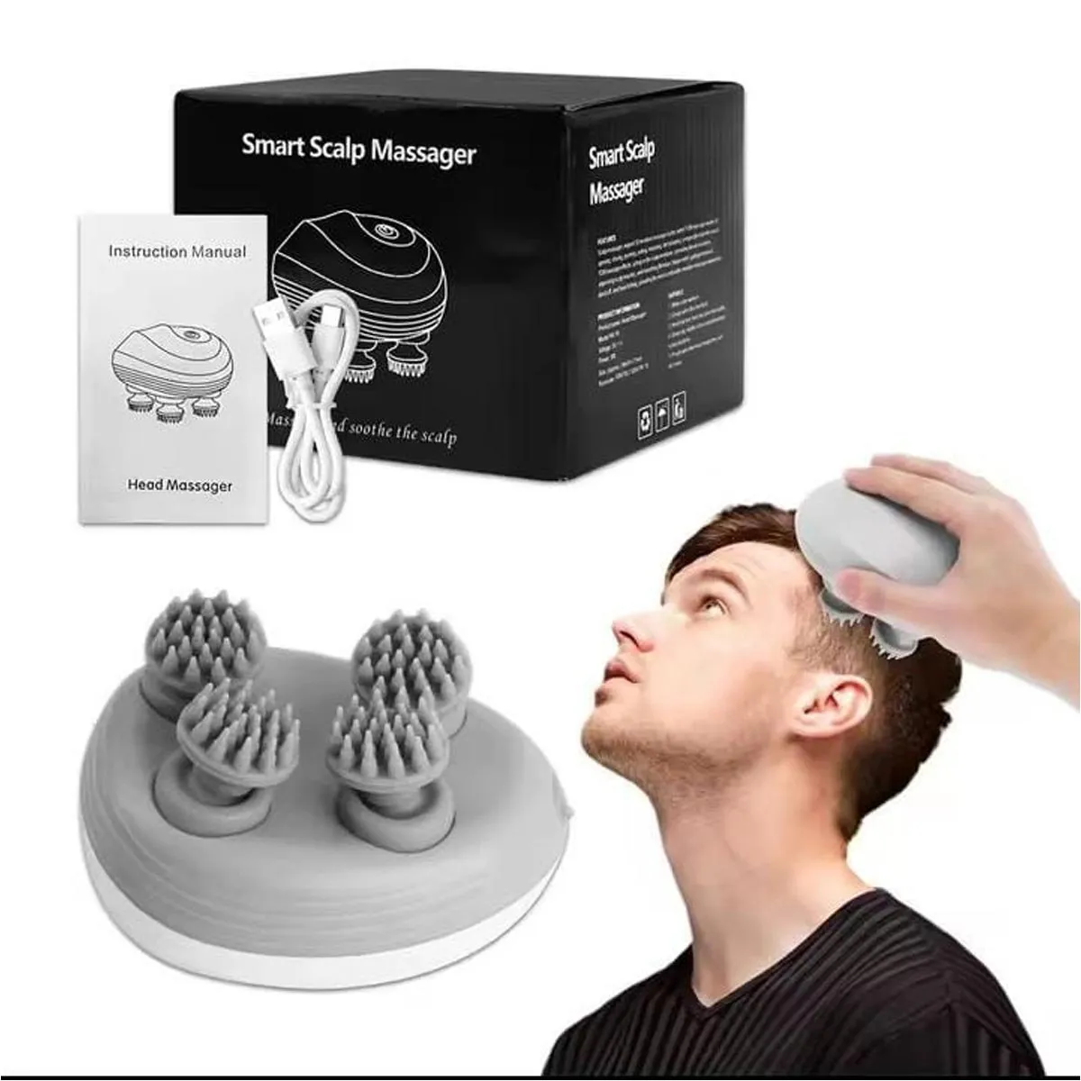 Portable Smart Scalp Massager for Relaxation & Relief – Color: White – View 1