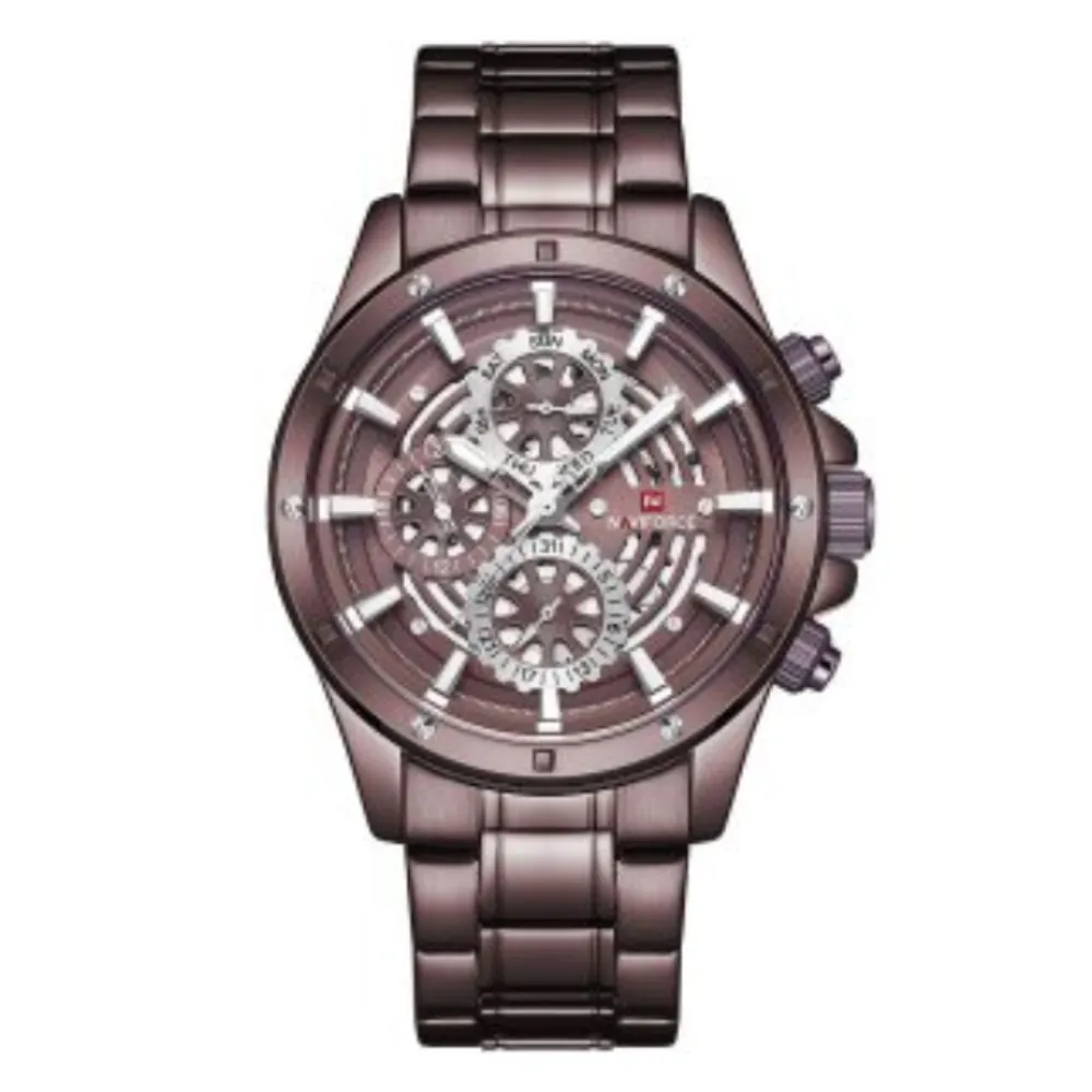 Naviforce NF9150 Luxury Steel Quartz Waterproof Sport Men's Watch – Dial Color: Rose, Strap Color: Rose – View 1
