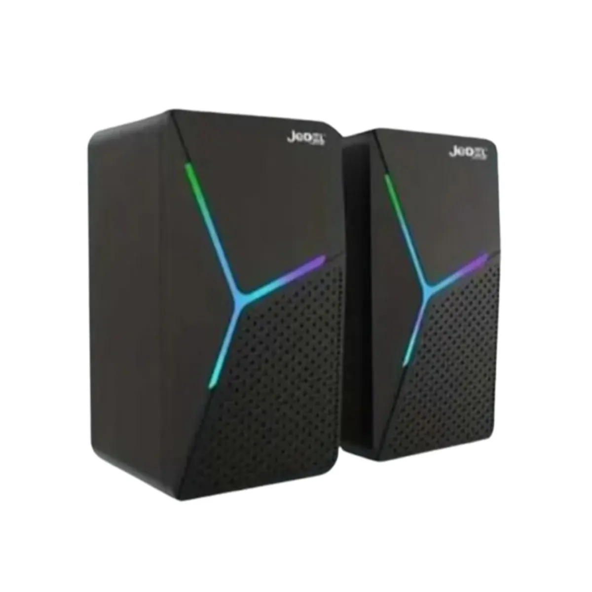 Jedel S-553 3W Dual RGB USB Speaker with 52mm Drivers (Black/Red/Blue Light) – View 1