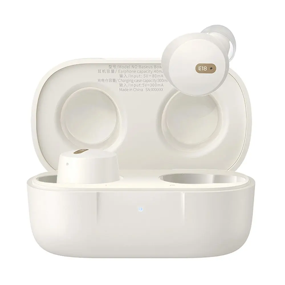 Baseus Bowie E18 True Wireless Bluetooth Earbuds – Color: White – View 1