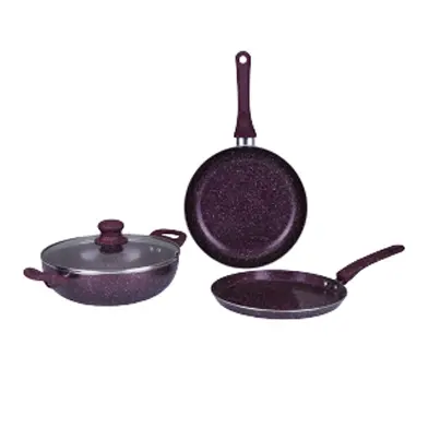 Gazi FE 2201-4C Non-Stick Coating for Easy Cooking and Cleaning Cookware Set Fry pan – Color: Red – View 1