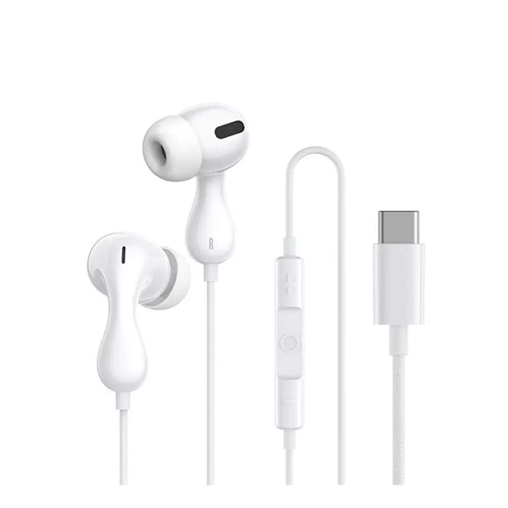 Baseus CZ20 Type-C Wired Earphone – Color: White – View 1